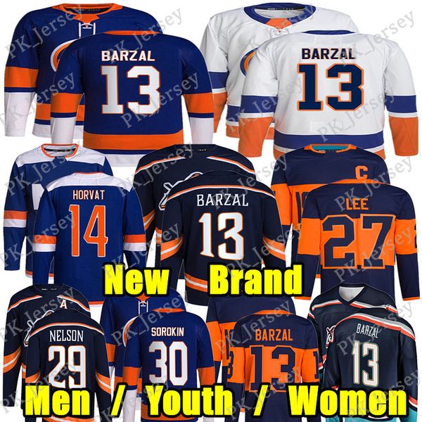 #13 Mathew Barzal Authentic Pro hockey jersey #27 Anders Lee Bo Horvat Noah Dobson Mike Bossy Brock Nelson Oliver Wahlstrom Alexander Romano
