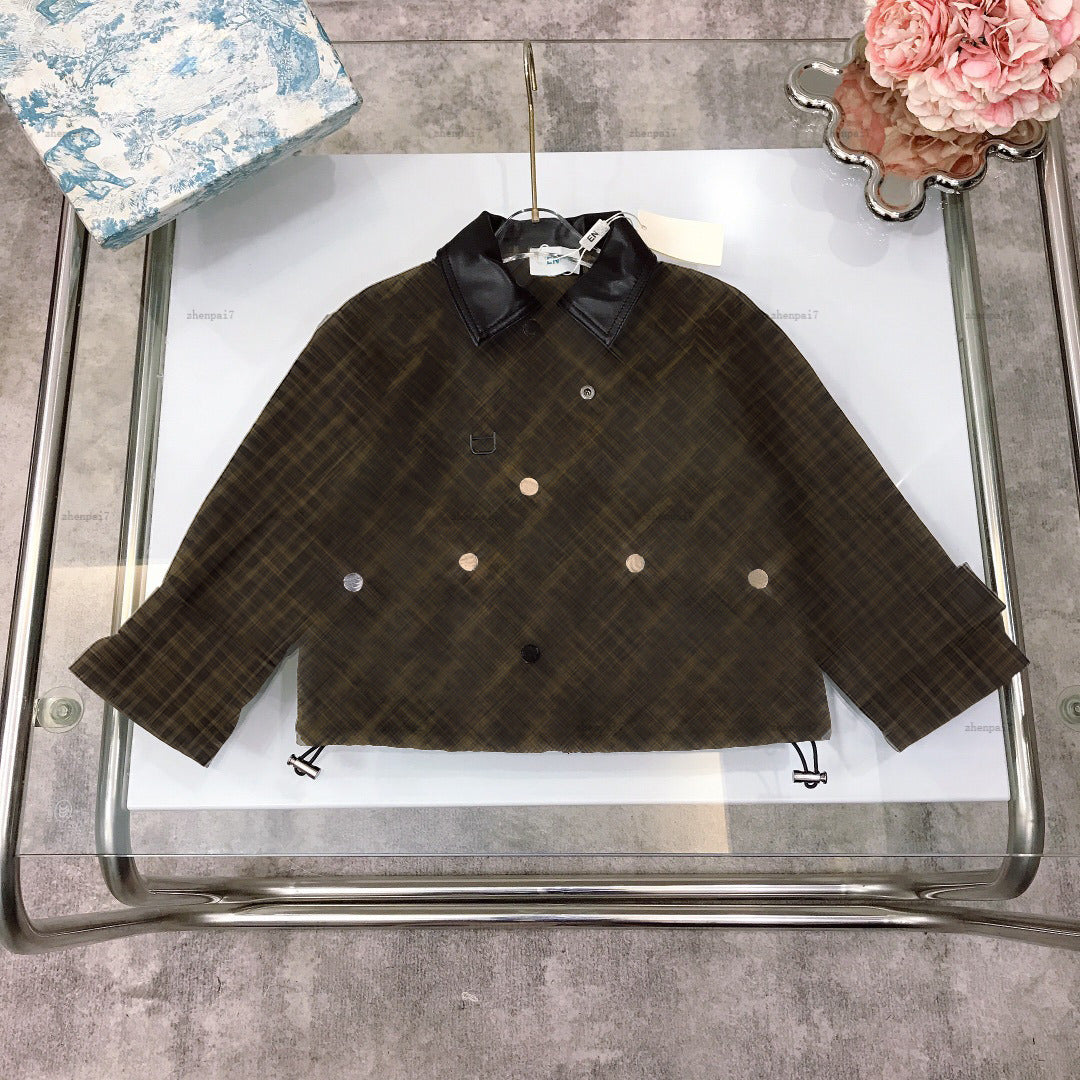 Top hooded baby coat Leather collar design boys girls Jacket kids designer clothes autumn child Outwear A235X07N061