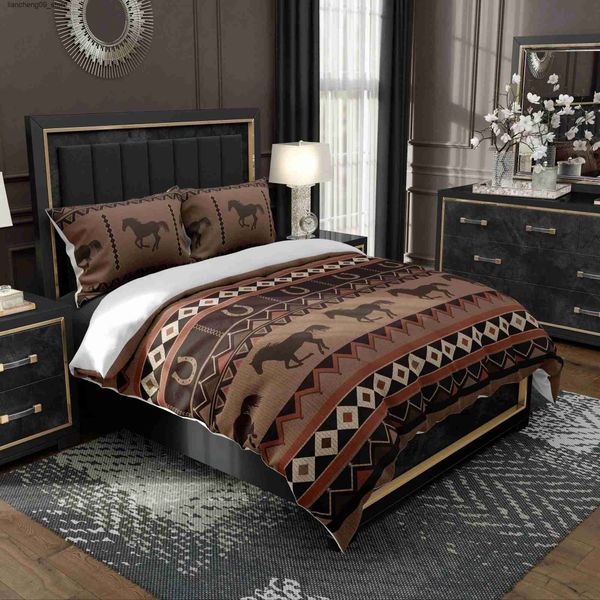 Bedding sets 3pcs Western Style Duvet Cover Set Horse Print Bedding Set Duvet Cover For Bedroom Guest Room Student Dorm Decor L240910