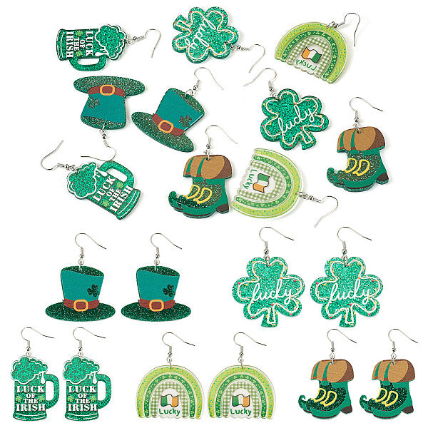 5 paire de boucles d'oreilles pendantes en fer