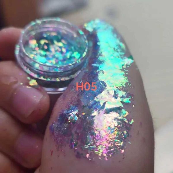Shiny Mermaid Opal Powder Nail Glitter Chameleon Slice Flake Nail Sequins Chrome Unicorn Mirror Aurora Powders Yunjin PowderXJ240815