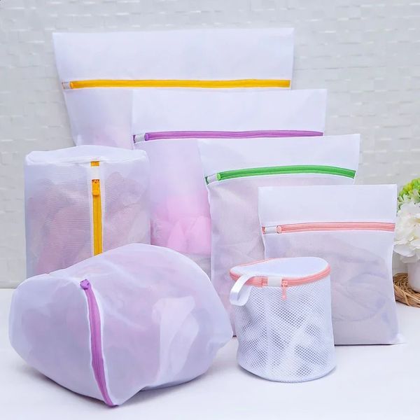 7Pcs-Set Mesh Zipped Laundry Bag Polyester Net Anti-Deformation Underwear Bra Clothes Mesh Bags For Home Washing Machines 250207