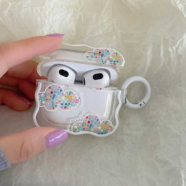 Earphone Accessories Korea Ins Transparent Flower Cloud Case For AirPods 1 2 Pro Case Keyring Cute Fashion Girl Cover for AirPods 3 2021 Bag