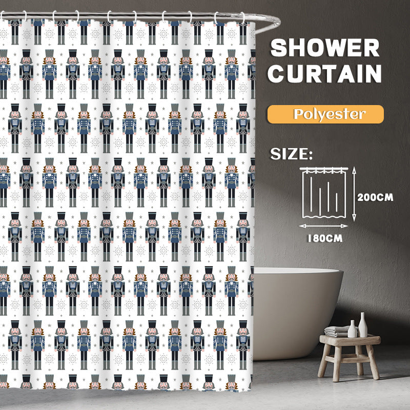 YL-36937 Manufacturers Spot Digital Printed Fabric Shower Curtain Waterproof Thickened Bathroom Partition Curtain with Hook