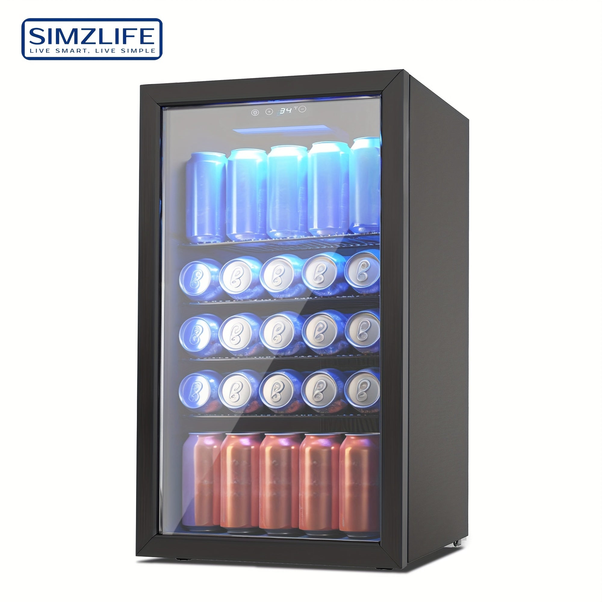 TEMU Simzlife Compact Beverage Cooler And Refrigerator With Glass Door - Undercounter Mini Fridge For Home, Office, Bar - Energy- Can & Bottle Cooler