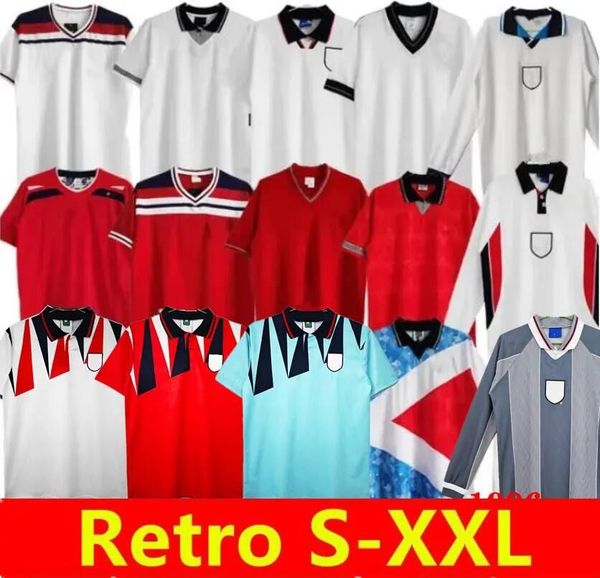 1982 1990 1992 1996 1998 2002 2004 06 ENGLanDS Retro soccer jerseys Blackout GASCOIGNE OWEN GERRARD BELLINGHAM football shirts Long sleeve B