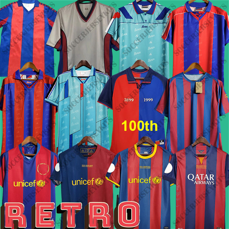Retro soccer jerseys kit 96 97 07 08 09 10 11 XAVI RONALDINHO RIVALDO GUARDIOLA Iniesta HENRY finals classic 1899 1999 retro football shirts uniform