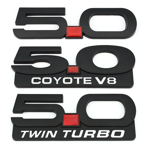 Sticker Trim Front Hood Grille Badge Rear Trunk 3D Car Decals for 5.0 Coyote V8 TWIN Turbo Emblem Ford Mustang