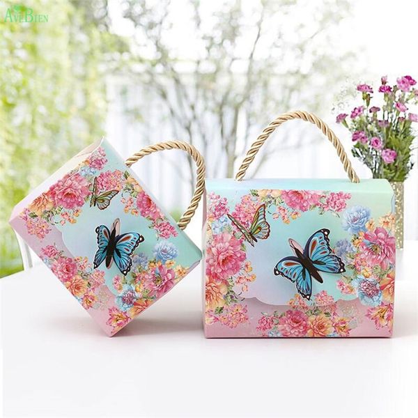 Gift Wrap AVEBIEN Wedding Event Gift Bags Dessert Decoration Butterfly Flowers Paper Candy Box for Wedding Decoration Beautiful Gift 50pcs 2