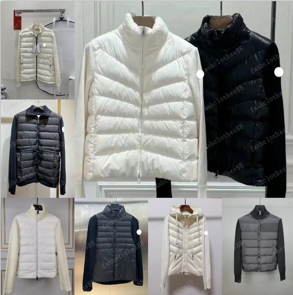 Stand Collar Arm Badge Women Down Jacket Fashion Designer knit jacket Winter warm coat woman knitted jacket Size s-xl