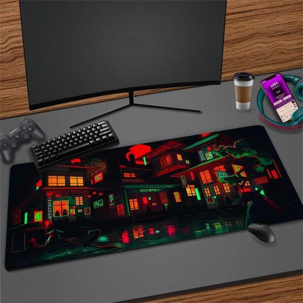 Neon City Mouse Pad XXL Mousepad Rubber Keyboard Pads Gaming Setup Accessories Mouse Mat HD Customized Computer Mat On Desk DiyM240727