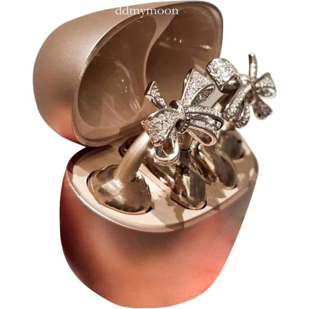 Flash Sale DHgadgets Bow ddmymoon Rhinestone for Clip on Earbuds Open Ear Elegant Zirconia Decorative Earphone Accessories, Removable Exquisite DIY