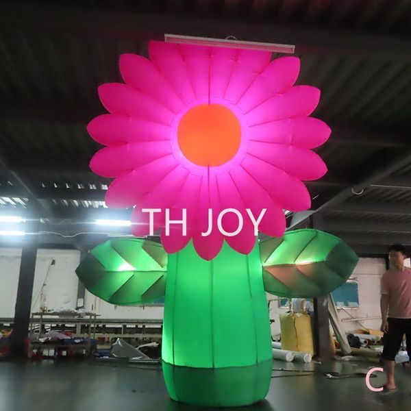 Wholesale Free shipping Outdoor Activities Shopping Mall Decoration Inflatable Giant Colorful Sunflower Plants Models with light For Adverti