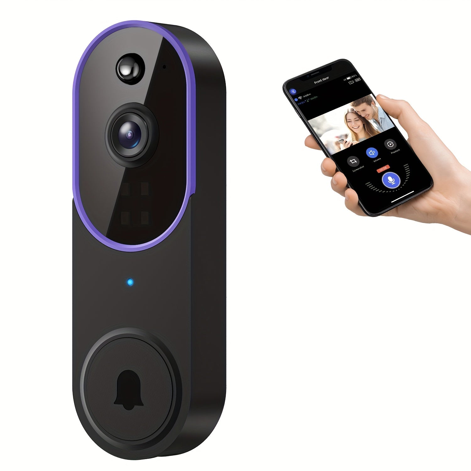 TEMU Wireless Doorbell Camera, Video Doorbell - No Subscription Required, Voice, Moving Area, 1080p, Pir Human Body Detection, Battery-powered Smart