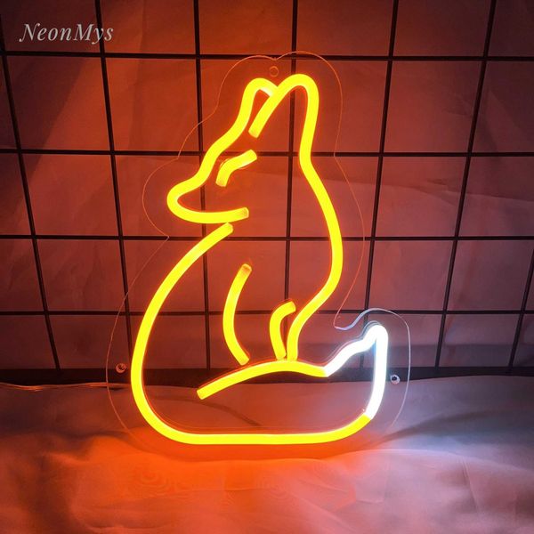 New Arrival Fox Neon Signs Bar Club Gaming Room Art Wall Decoration Bedroom Christmas Party Decor for Teen Lamp Night Light Animal LED Lamps
