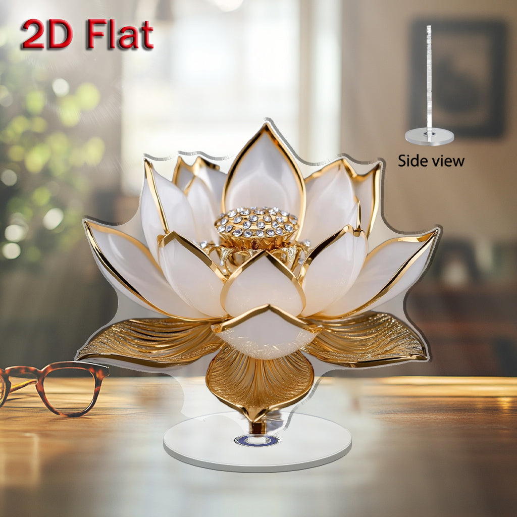 TEMU 2d Flat - [2d Flat] 1pc 2d Flat Rotating Acrylic Desktop Ornament Featuring A Flower For Decor Or Thoughtful Gift Occasions Decorative
