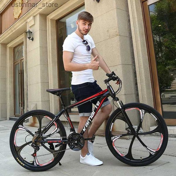 Bikes Ride-Ons Kaimarte 2426 Inch Mountain Bike High Carbon Steel Dual Disc Brake Adult Bicycle 27 Speed Student Variable Speed Bike L47