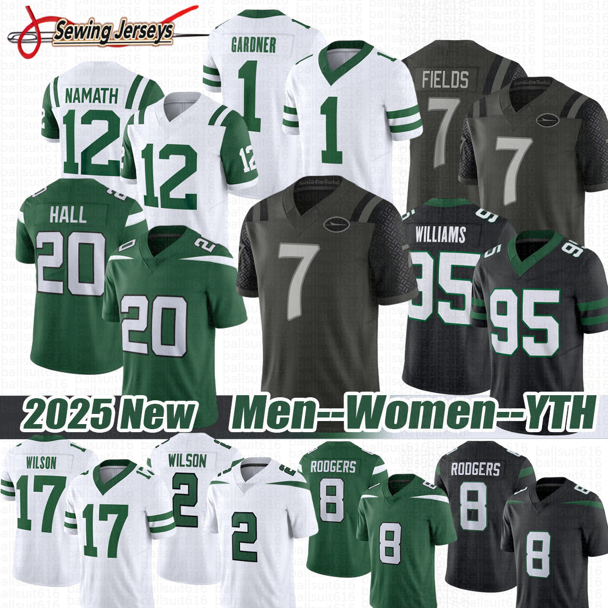 ny JetsS Jersey NewYorksJets Aaron Rodgers Garrett Wilson Garrett Wilson Sauce Gardner Jermaine Johnson Quinnen Williams Breece Hall Football Jersey