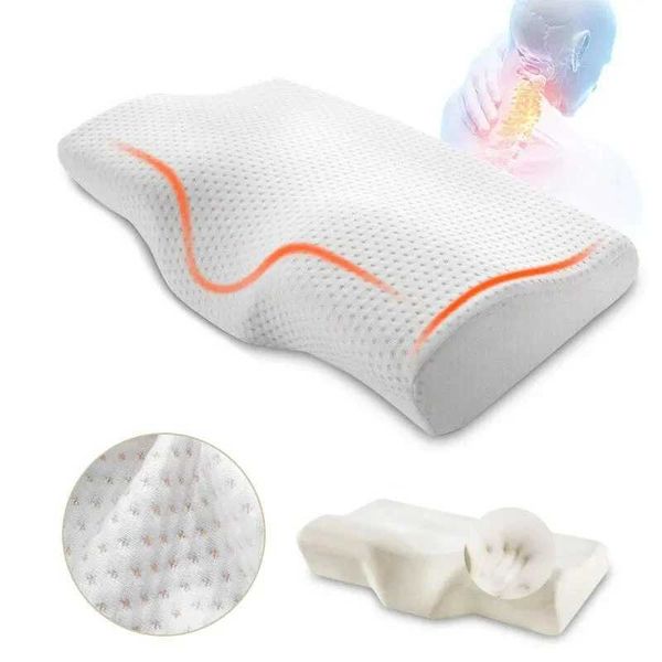 1 pc Memory Foam Bed Orthopedic Pillow Neck Protection Slow Rebound Memory Pillow Butterfly Shaped Health Cervical Neck Y240918