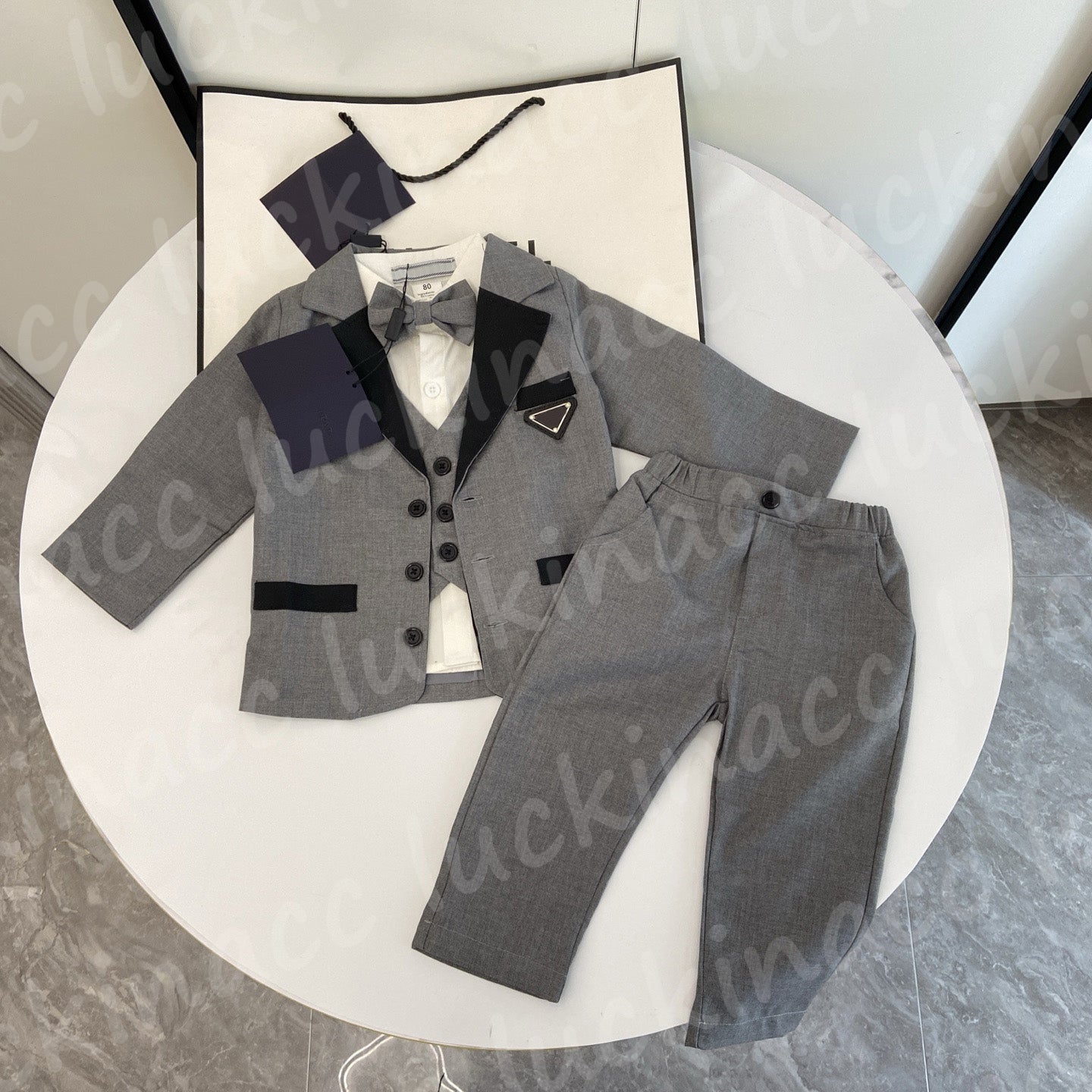 Classic Designer Kids Shirt Boys Party Suit Long Sleeve Kids Designer Baby Fashion Three Pcs Suit Pants Fashion Children High Quality Clothes