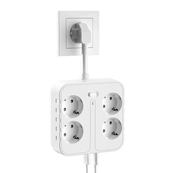 Sockets EU plug power supply 4AC socket and multiple electrical outlets equipped with 3 USB 1 TypeC network filter for fast charging 5CM exp