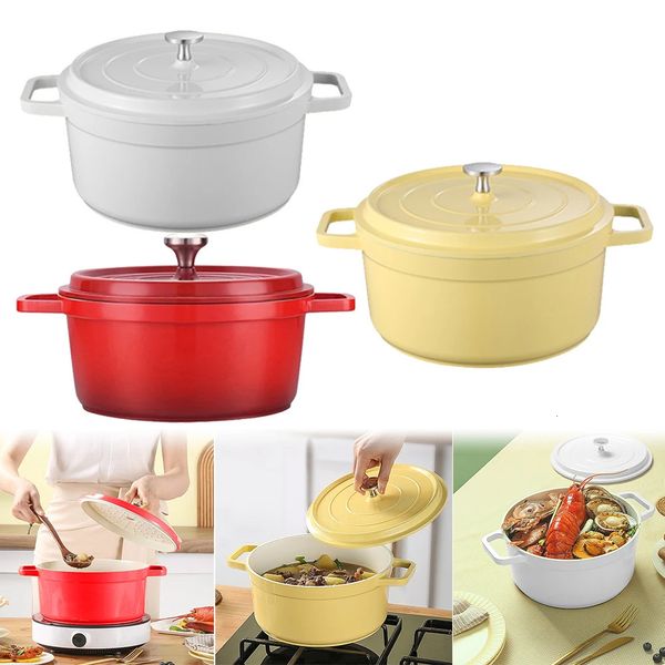 Enameled Dutch Oven Pot with Lid Nonstick Heat Preservation Cookware Mini Cast Aluminum Casserole Multifunctional 241115