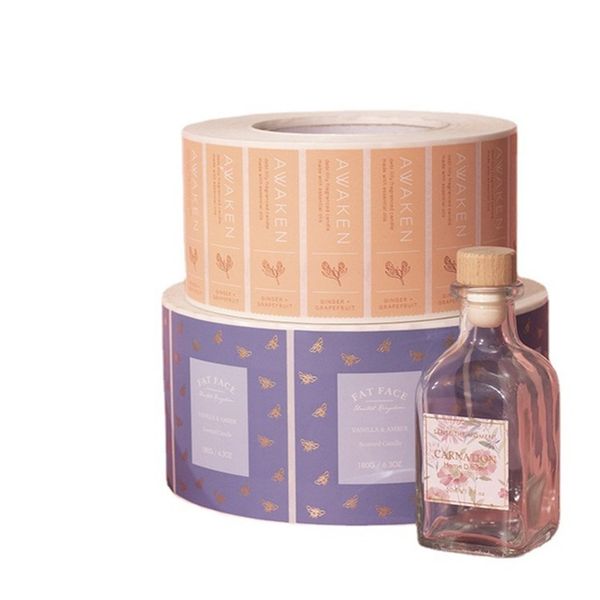 Customize Matte Gold Foil Perfume Bottle Stickers Wateproof Oilproof Fragrance Packaging Adhesive Label with Custom Logo