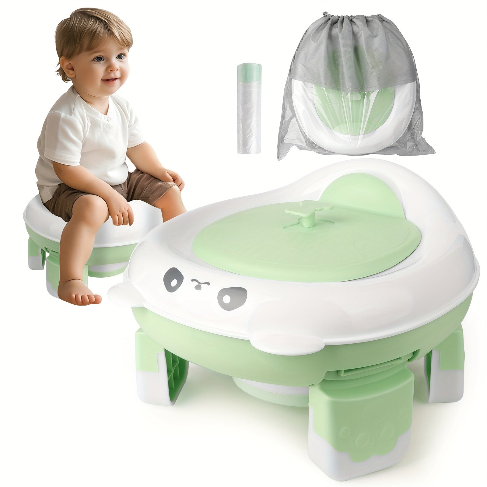 TEMU Portable Potty Training Toilet, Suitable For Boys And Girls, Comes With Storage Bag - Foldable Travel Potty Chair, Suitable For Indoor And