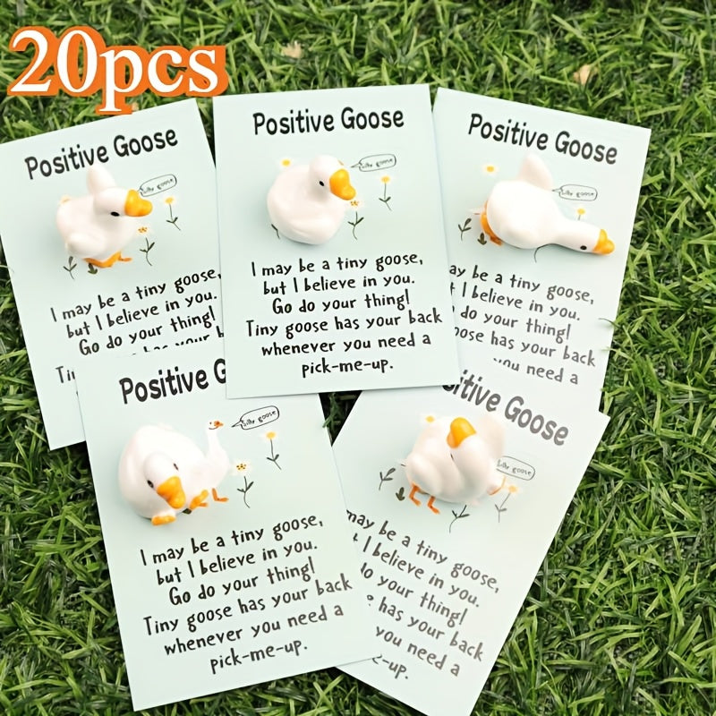 TEMU 20 Cute Resin Goose Figurines With 'positive Geese' Greeting Card, Friendship Gift For And | Birthday Present | Christmas Presents Party Favors