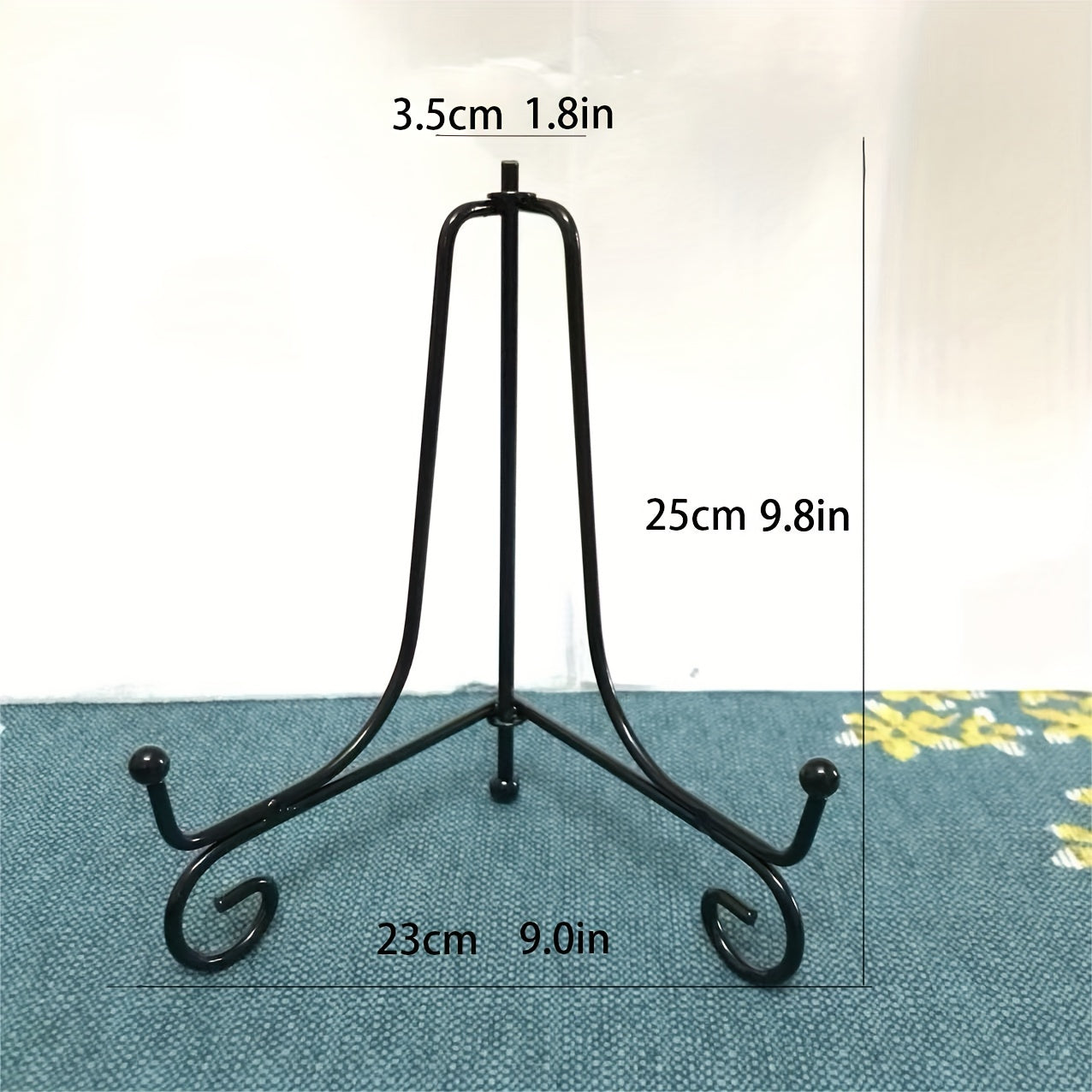 TEMU Large Black Metal Folding Easel Stand With Floral Pattern – Decorative Display Holder For Plates, Clocks, And Photo Frames – Sturdy Art Base For