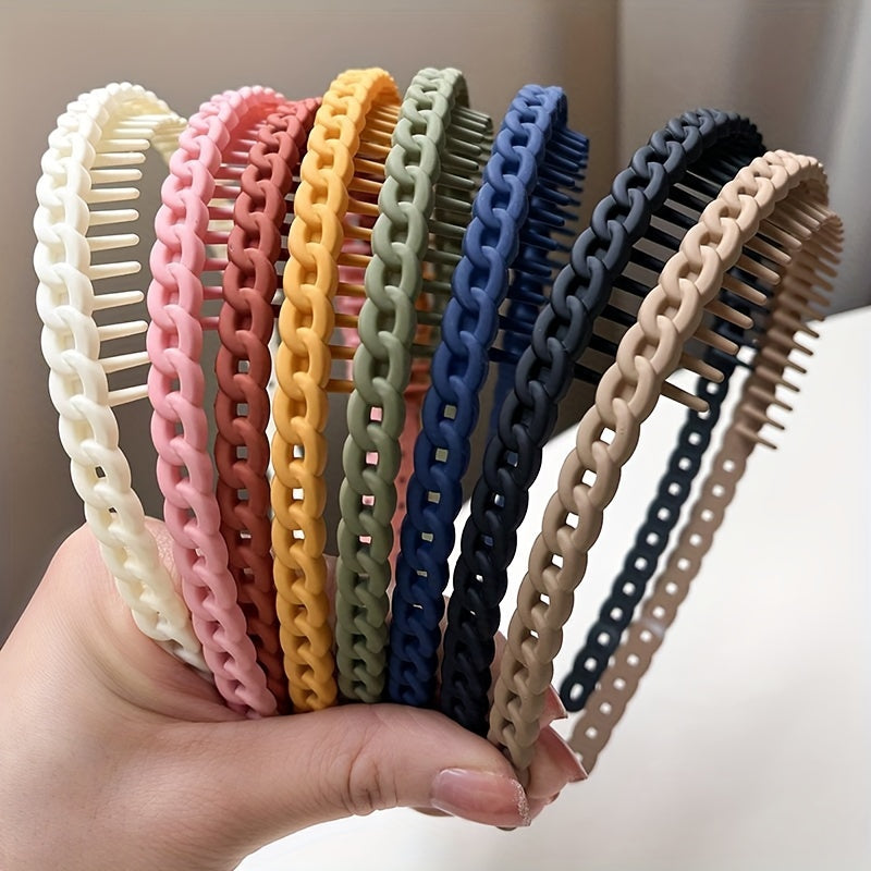 TEMU 8pcs Vintage Solid Color Head Bands With Teeth Non Slip Hair Hoops Accessories For Women And Daily Use Daily Uses