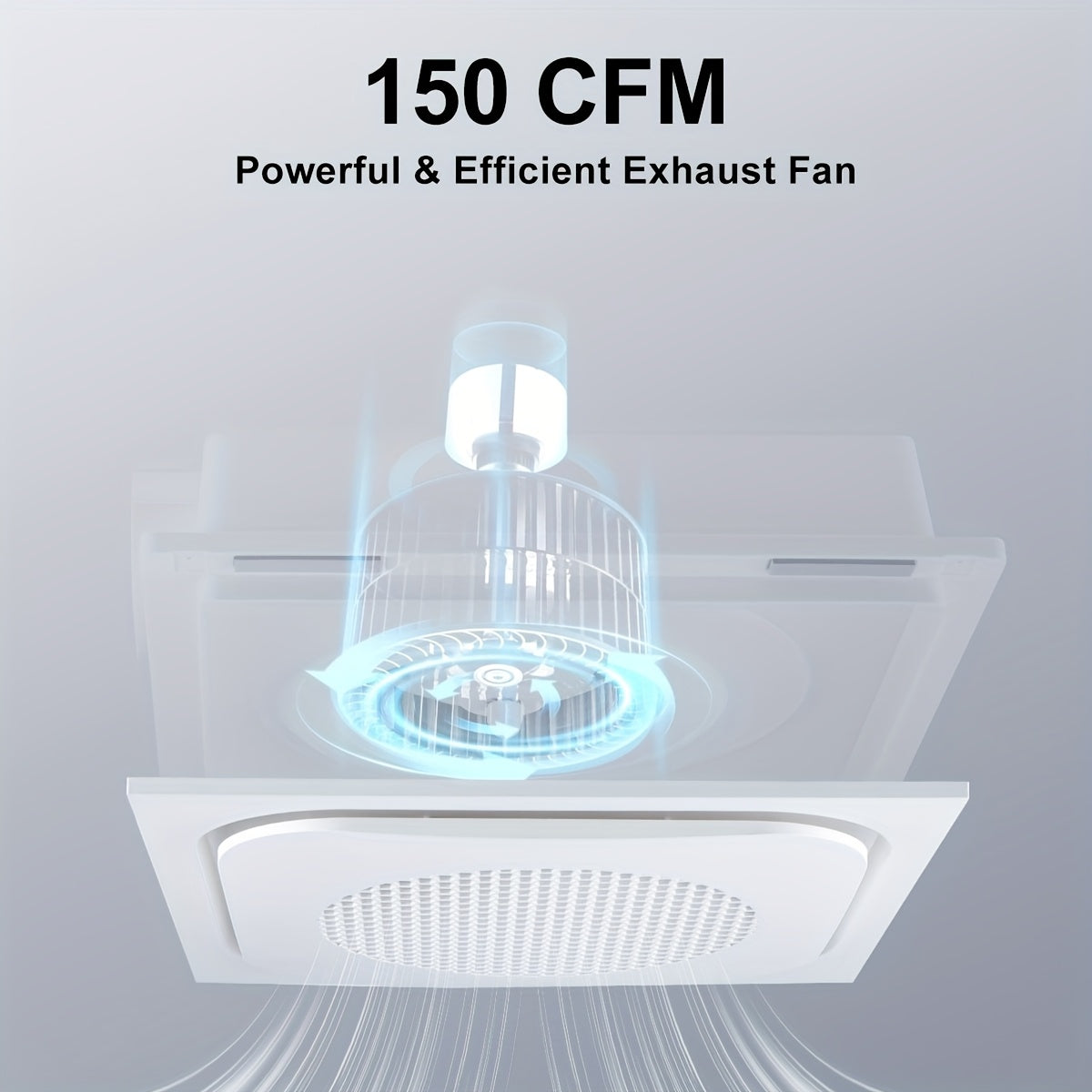 TEMU Bathroom Exhaust Fan With Light, 150 Cfm 1.0 Exhaust Fan With Light Combo, 40w Bathroom Fan With Led Night Light, White