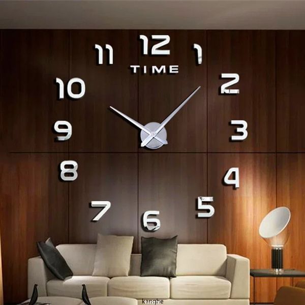 2022 Modern Design Large Wall Clock 3D DIY Quartz Cloc Fashion Watches Acrylic Mirror Stickers Living Room Home Decor Horloge