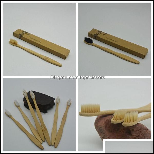Toothbrush Bamboo Toothbrush Charcoal Soft Nylon Capitellum Toothbrushes For El Travel Tooth Brush Gga973 Drop Delivery Health Beauty Dhj86