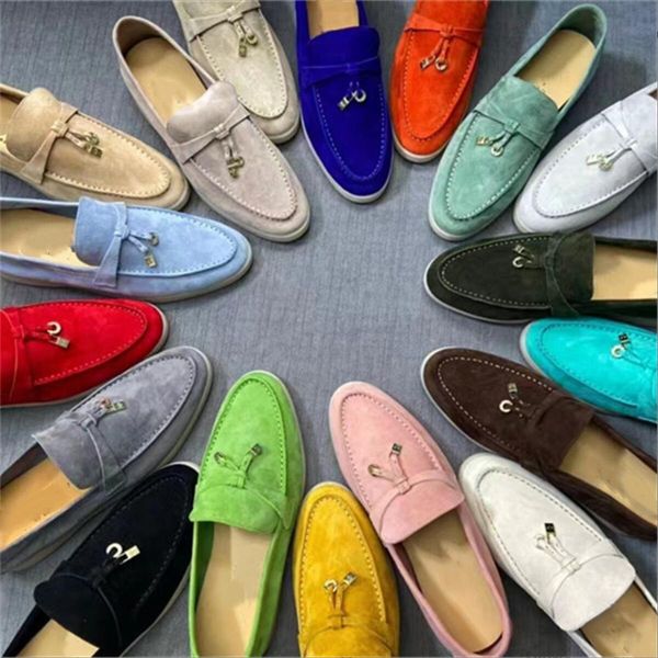Designer Shoes Moccasins Loafer Tassels Babouche Loafers Women Lock Charms Suede Summer slippers Woman Flat Shoes Casual Ladies Shoes Casual