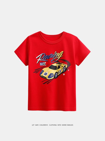 XW142 Children&#039;s summer cotton cartoon tops boys printed children&#039;s clothing short-sleeved T-shirt solid color baby summer