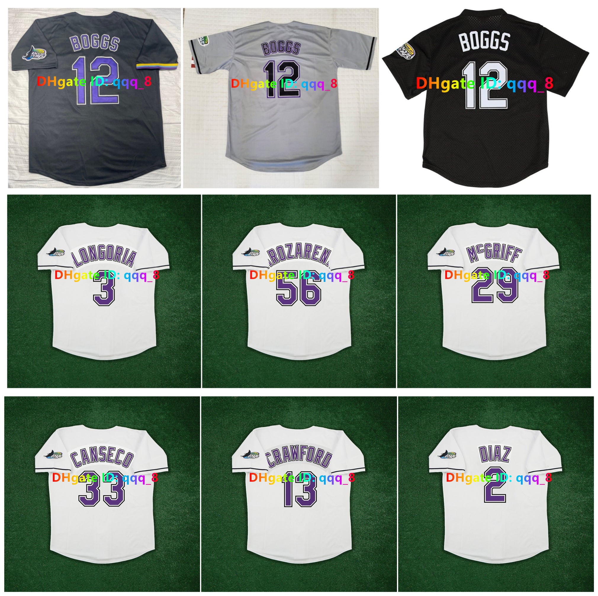 Wade Boggs Jose Canseco Vintage Devil Rays Baseball Jersey Randy Arozarena Evan Longoria Wander Franco Fred McGriff Carl Crawford Dwight Gooden Yand