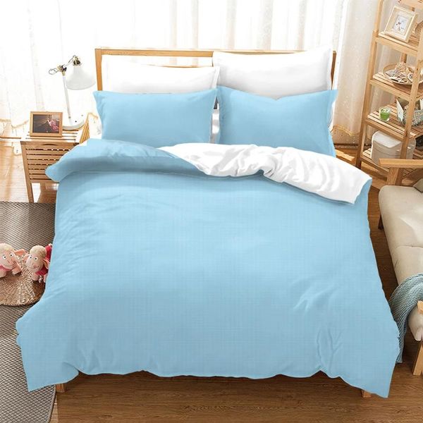 Simple Blue Bedding Sets - HUANZHUANG Twin-Full-Queen-King Bedclothes Duvet Cover With Pillowcase For Boys Girls, Soft Microfiber 3PCS Bed e
