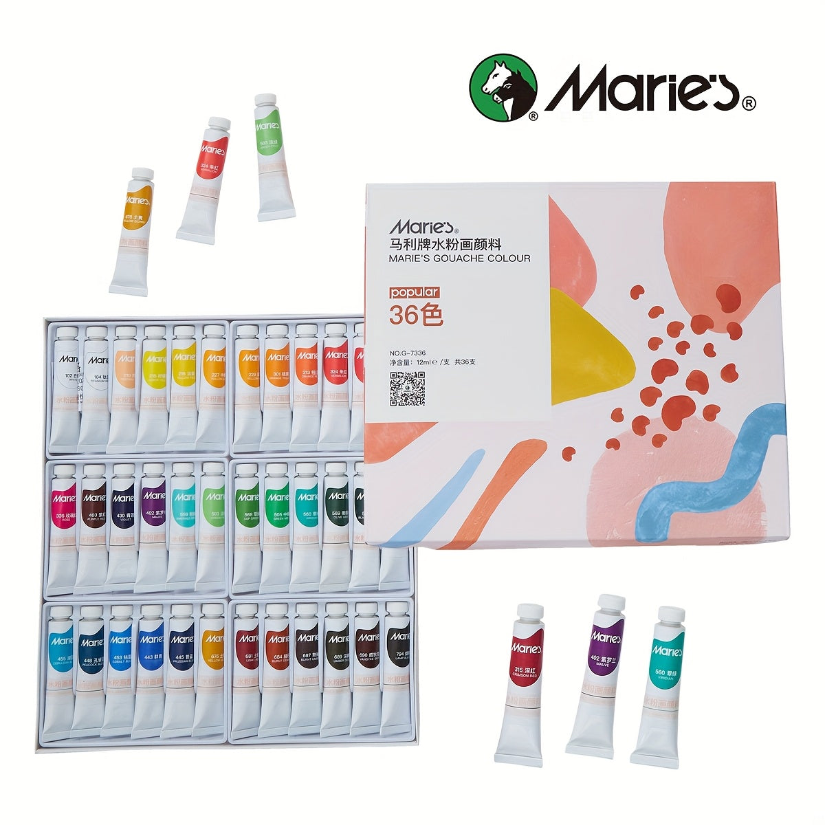 TEMU 36 Colors Gouache Paint 12ml-0.4oz Tubes Artist Quality Lightfast Premium Vibrant Colors Fade Proof Rewettable High Pigment Load Painting