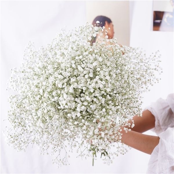 Faux Floral Greenery Natural Dried Flowers Gypsophila Bouqet Eternal Flower Arrangement In Vase Babys Breath Flowers for Decoration DIY Wedd