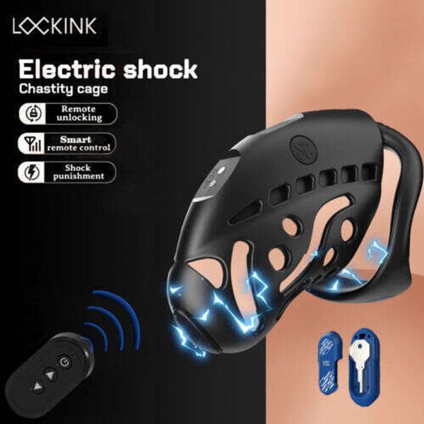 Male Cb remote control impact intelligent Chastity Cage with 3-ring Chastity device