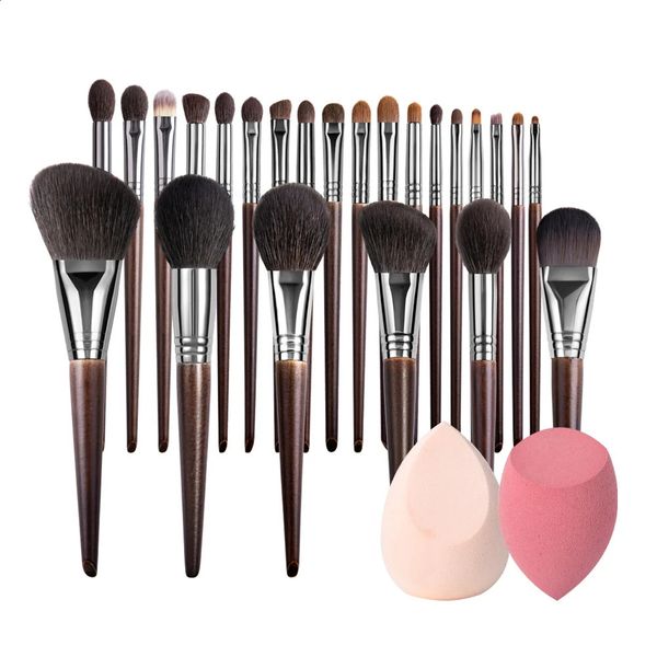 O 24 makeup brushes with pockets professional goat hair brush shell holder powder base set 240801