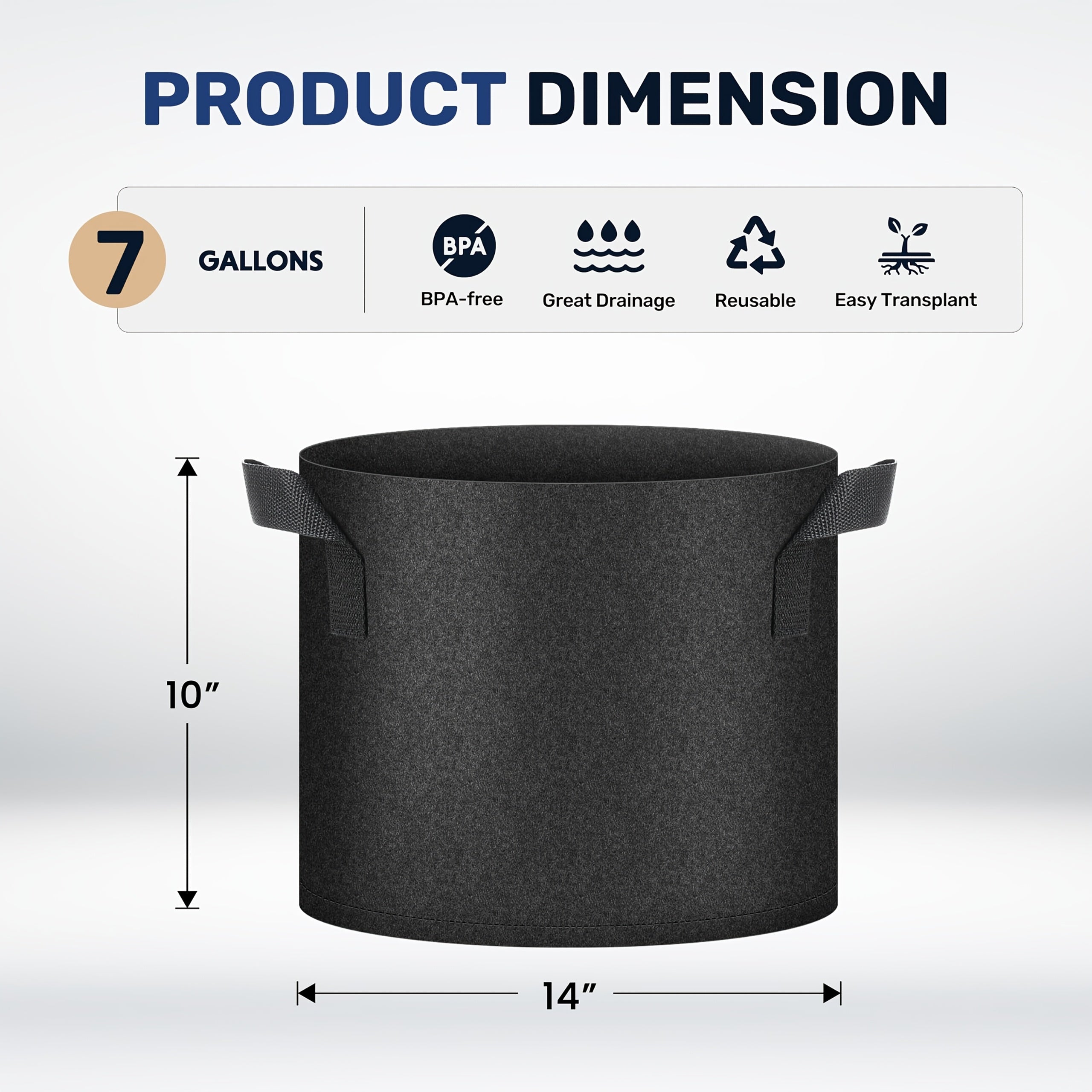 TEMU 20-pack Heavy-duty 5 Gallon Plant Grow Bags With Handles, Nonwoven Fabric Garden Bags With Bottom, Lightweight & Portable Planters For