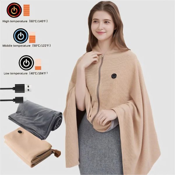Office Wearable USB Electric Heated Blanket Washable Body Warmer Home 5v 3 Level Throw 9 Areas 241205