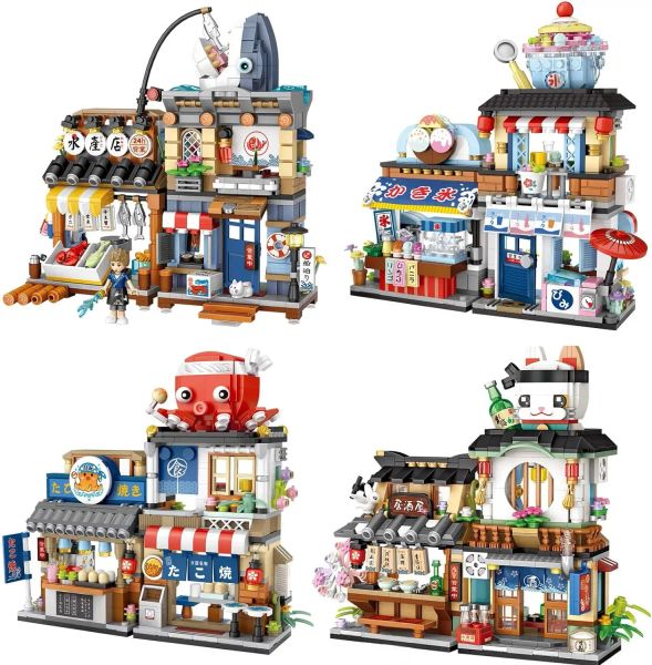 Architecture Street Loz Shop Izakaya Moc Building Blocks Store Japanese Street Scene Puzzle Gift Toy for Adults or Children