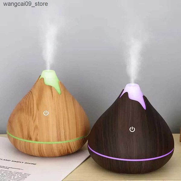 Humidifiers 200-350ML Snowy Mountain Aromatherapy Essential Oil Diffuser Wood Grain Remote Ultrasonic Air Humidifier With 7 Color LED Light