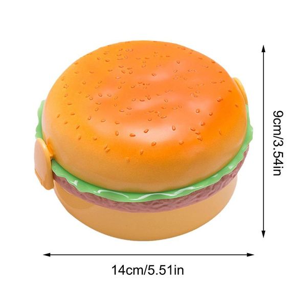 Hamburger Lunch Box Double Tier Cute Burger Bento Box Microwave Children School Food Container Fork Tableware Set