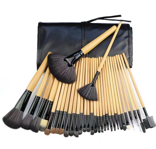 32 makeup brush set wooden handles with brush bag makeup brush, many style choices, support custom LOGO