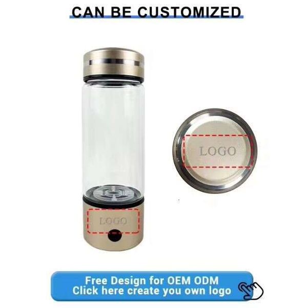 2024 Generator Ionizer H2 Rich Cup Filter Glass Portable Hydrogen-Rich Plastic Alkaline Health Maker USB Hydrogen Water Bottle