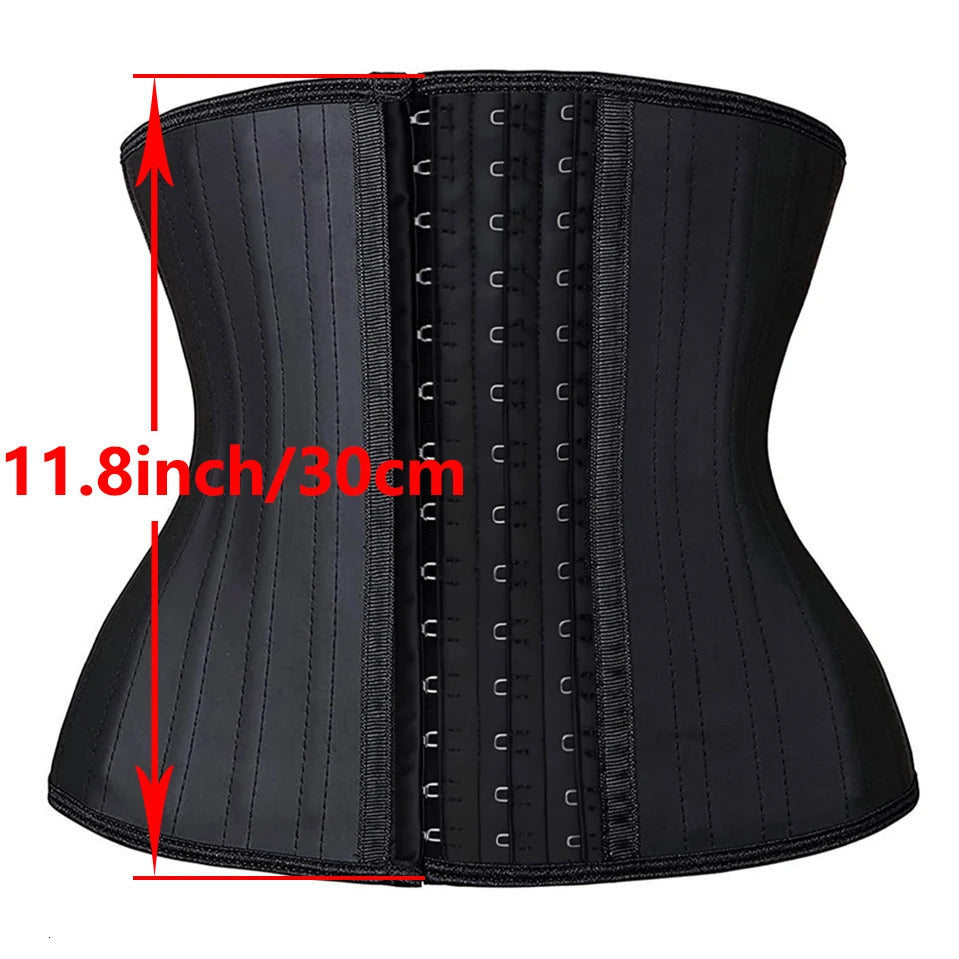 25 Steel Bones Latex Waist Trainer Hook And Eye Corset Fajas Belt Cincher Underbust Korset 250519